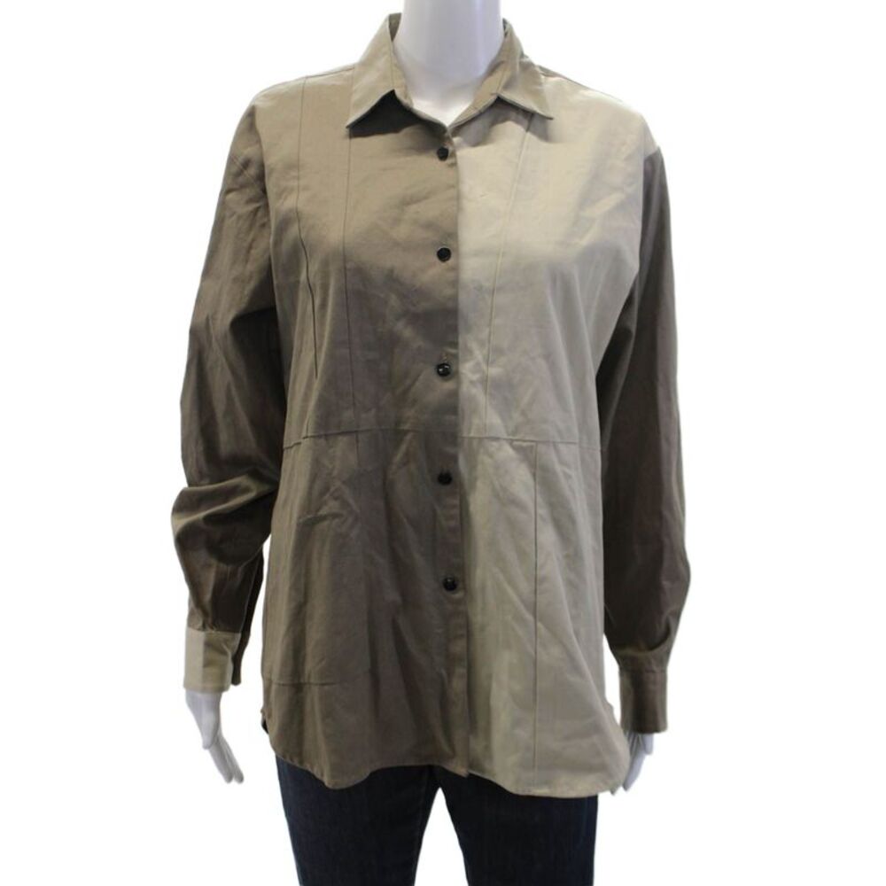 Kimberly Taylor Women's Long Sleeves Collared Color Block Button Up Shirt Size M